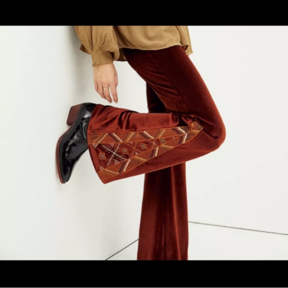 DRIFTWOOD Rust Velvet Wide Leg Pants